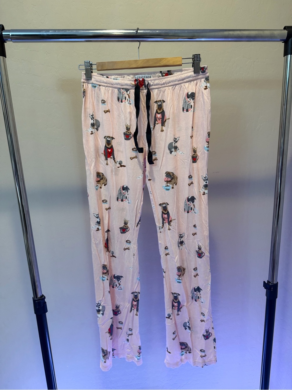 P.J. Salvage Pink Dog & Coffee Print Drawstring Pajama Lounge Pants (Size XS)